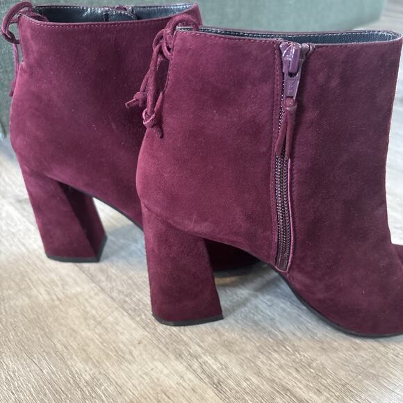 Stuart Weitzman Lofty Bordeaux Wine Suede Ankle Bootie Stiletto Heel Boot 8.5 - Picture 9 of 13